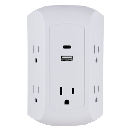 Ge Plug Adapter, Surge, USB, 0 ft., White 43650